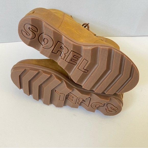 Sorel Joan Of Arctic Wedge Boots Lace Up Leather Camel Neutral Color Size 7 - Picture 13 of 15